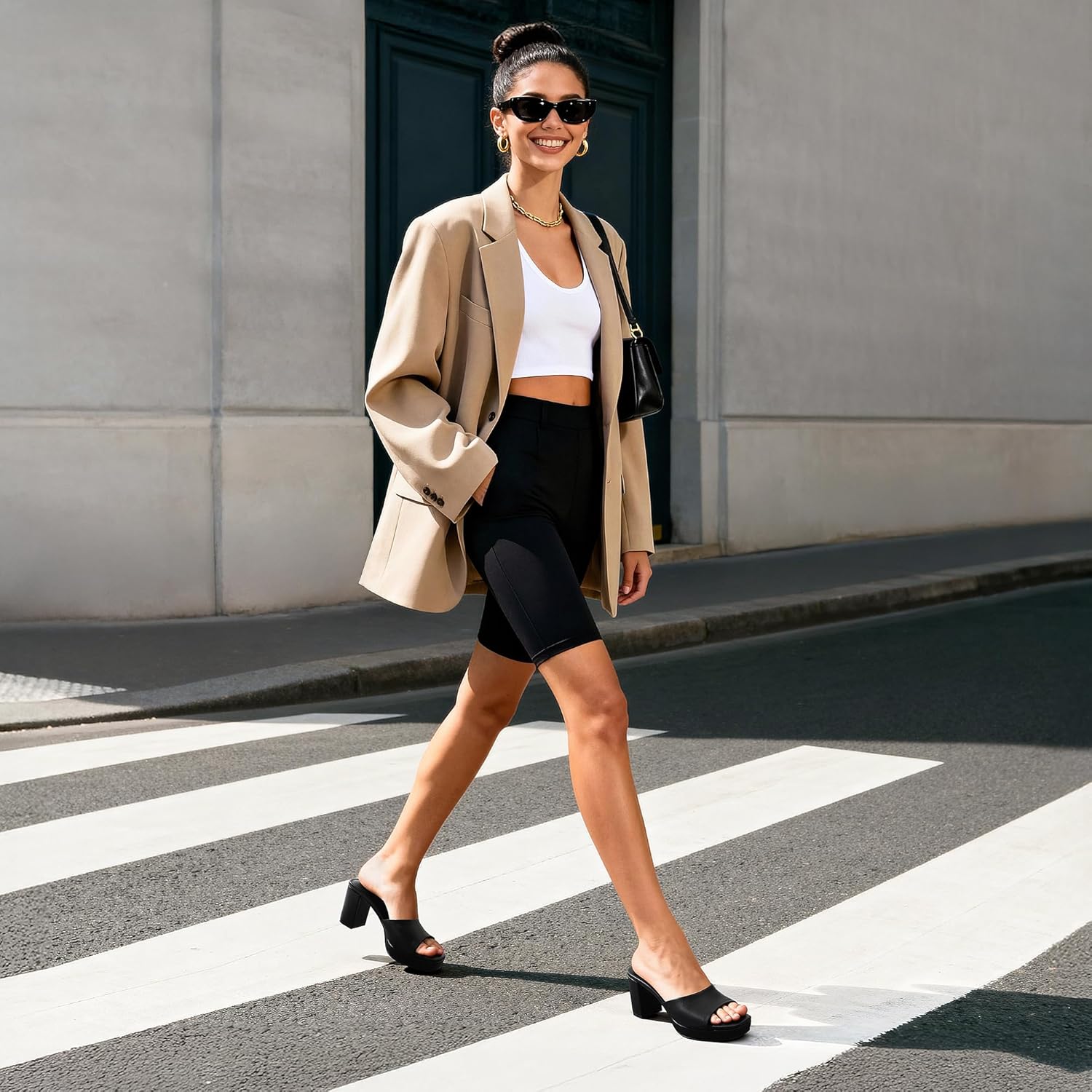 DREAM PAIRS Women's Platform Block Heel Mule Sandals, Square Toe Ankle Strap Slip On Comfortable Heeled Sandals for Party Wedding Shoes - Image 2