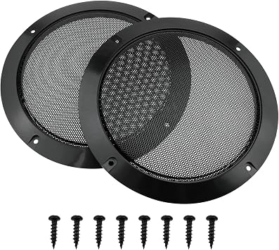 6.5Inch Black Speaker Mesh Cover Speaker Grill Cover Speaker Grill Speaker Cover Speaker Ring for Car Speaker Mounting Home Audio DIY with Mounting Screws 2pcs