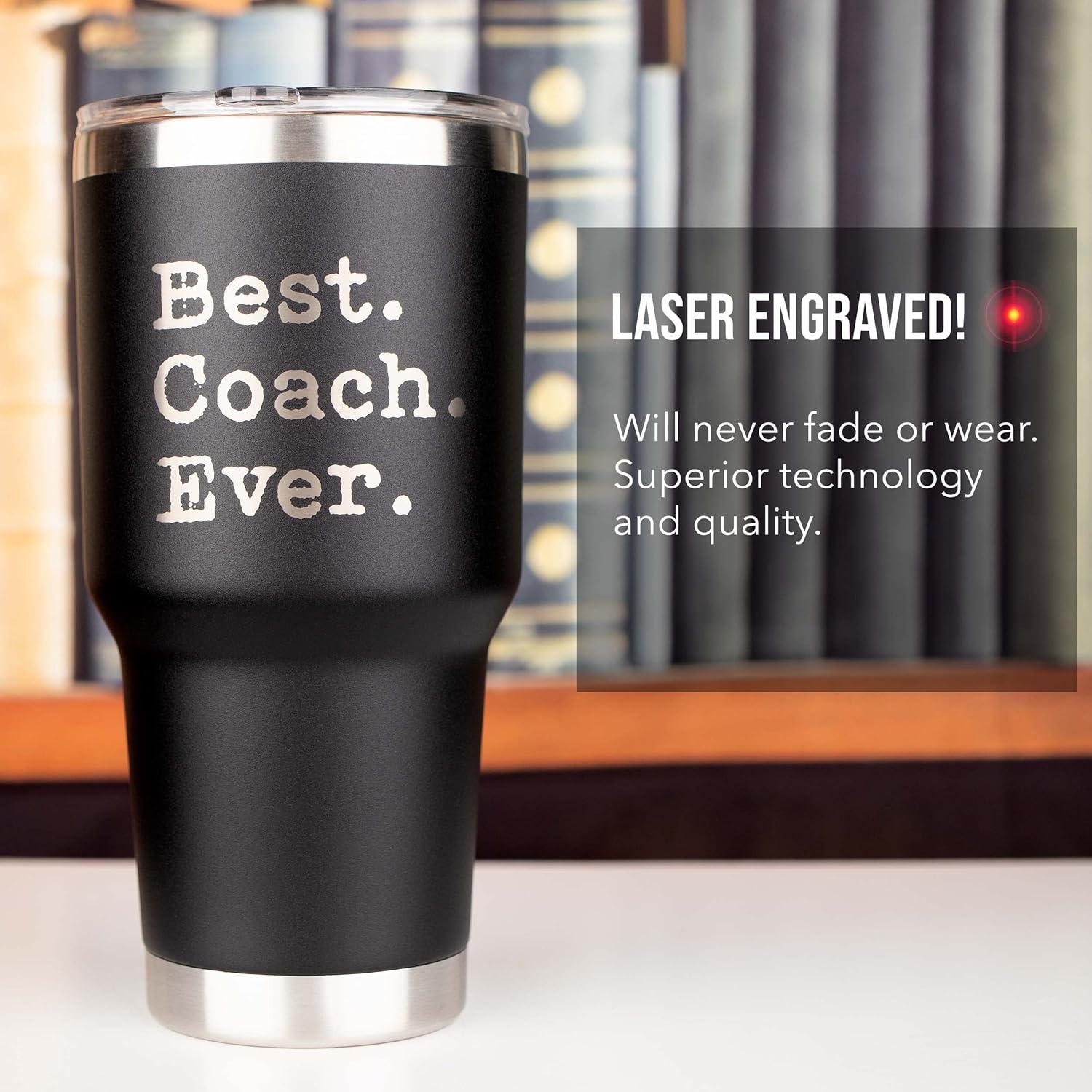 JENVIO Coach Gifts | Best Coach Ever | Stainless Steel Laser Etched Travel Tumbler Coffee Mug with 2 Lids and 2 Straws | Basketball Volleyball Wrestling Swimming Christmas (30 Ounce Black) - Image 3