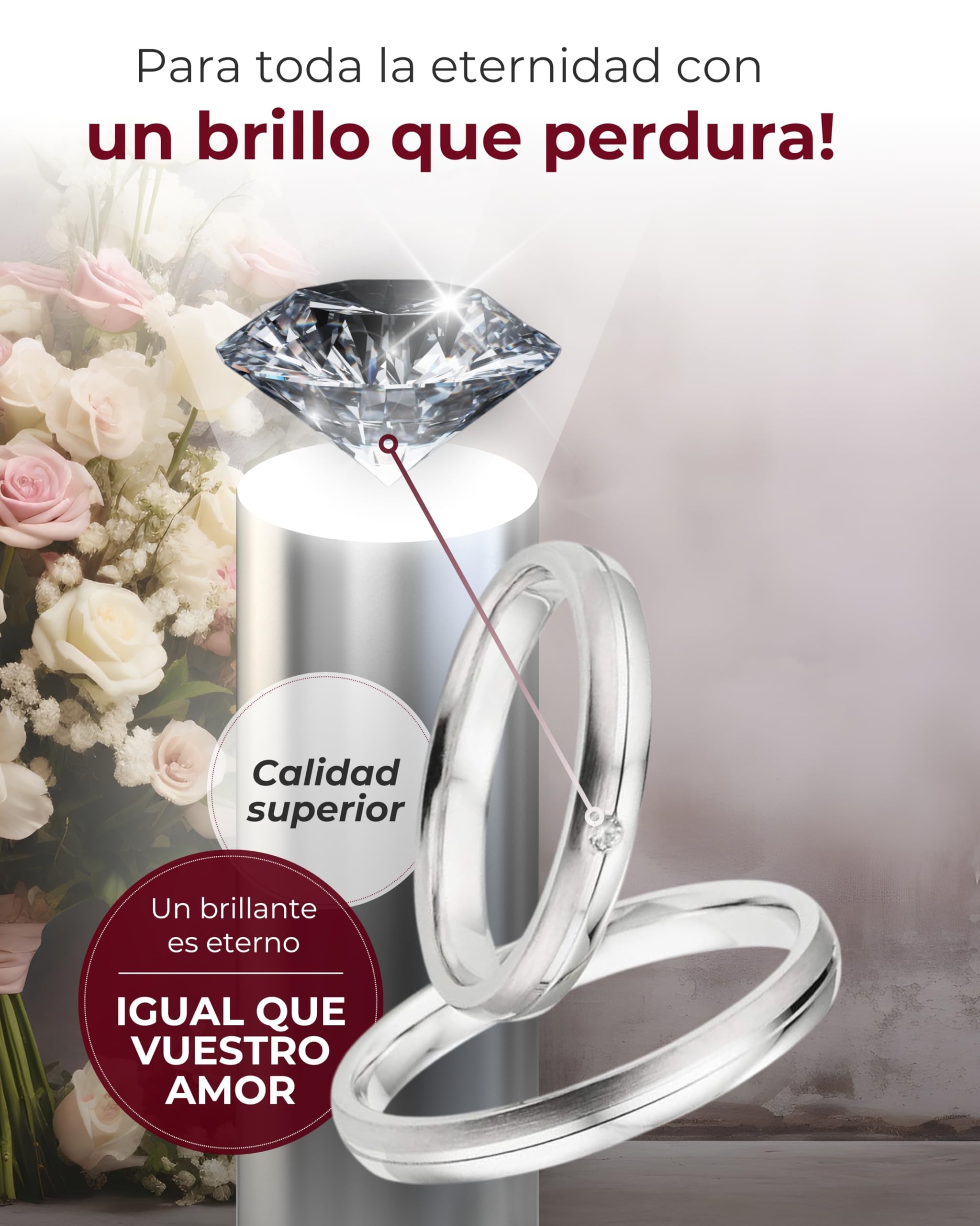 123traumringe Anillos Pareja, Alianzas de 2 x/Alianzas Plata 925 en Calidad de Joyero (Circonitas/Grabado/Anillo Cinta Métrica/Funda/Libre de Níquel) S75