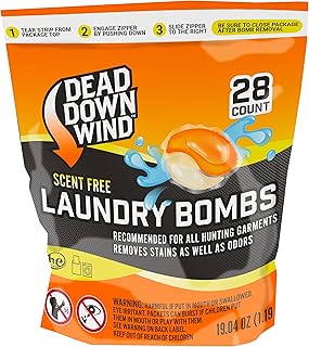 DEAD DOWN WIND Unscented Laundry Detergent Pods (28 Ct) - Scent Eliminating Detergent Pods for Clothing and Gear - Durable Hunting Scent Eliminators - Advanced Hunting Gear