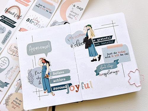 Miniatura 7 de WT Juego de calcomanías motivacionales Washi, 3 rollos, diseños originales, calcomanías inspiradoras de palabras con marco, cinta decorativa