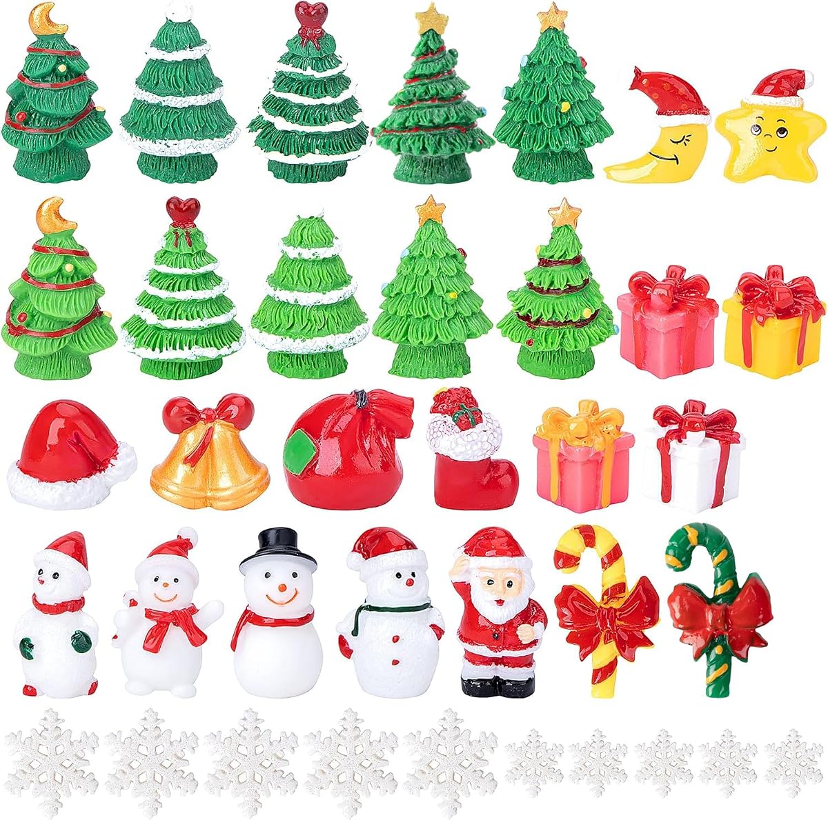 Iceyyyy 37 piezas de figuras navideñas de resina en miniatura, figuras pequeñas, árboles de Navidad, muñeco de nieve, Papá Noel, mini colgante navideño, decoración para invierno, Hloliday Christmas Village Home Kit de bricolaje | Pequeñas figuras de árboles de Navidad, muñeco de nieve, Papá Noel para invierno, Hloliday, pueblo navideño, Kit de bricolaje para el hogar
