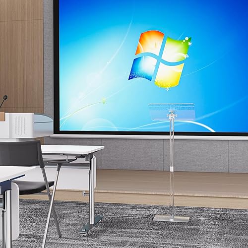 Miniatura 6 de HMYHUM Soporte pequeño de acrílico para podio, ángulo ajustable, 17.7 pulgadas de largo x 13 pulgadas de ancho x 42.3 pulgadas de alto, atriles y