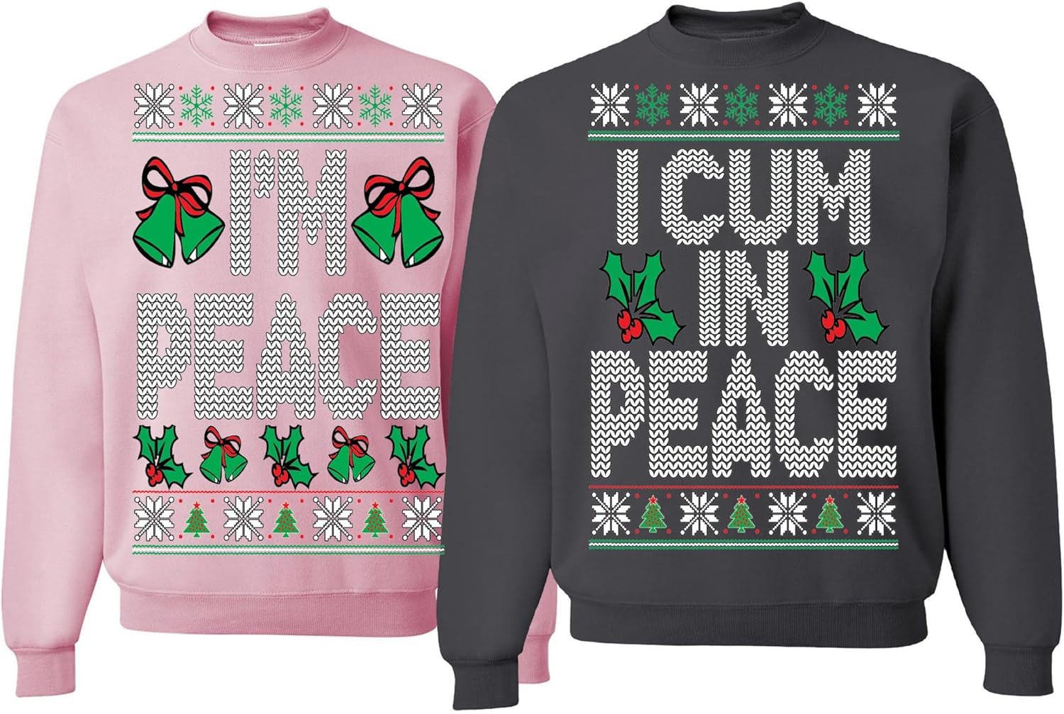 wild custom apparel I Come In Peace Im Peace Couples Matching Set Ugly Christmas Sweater Sweatshirt