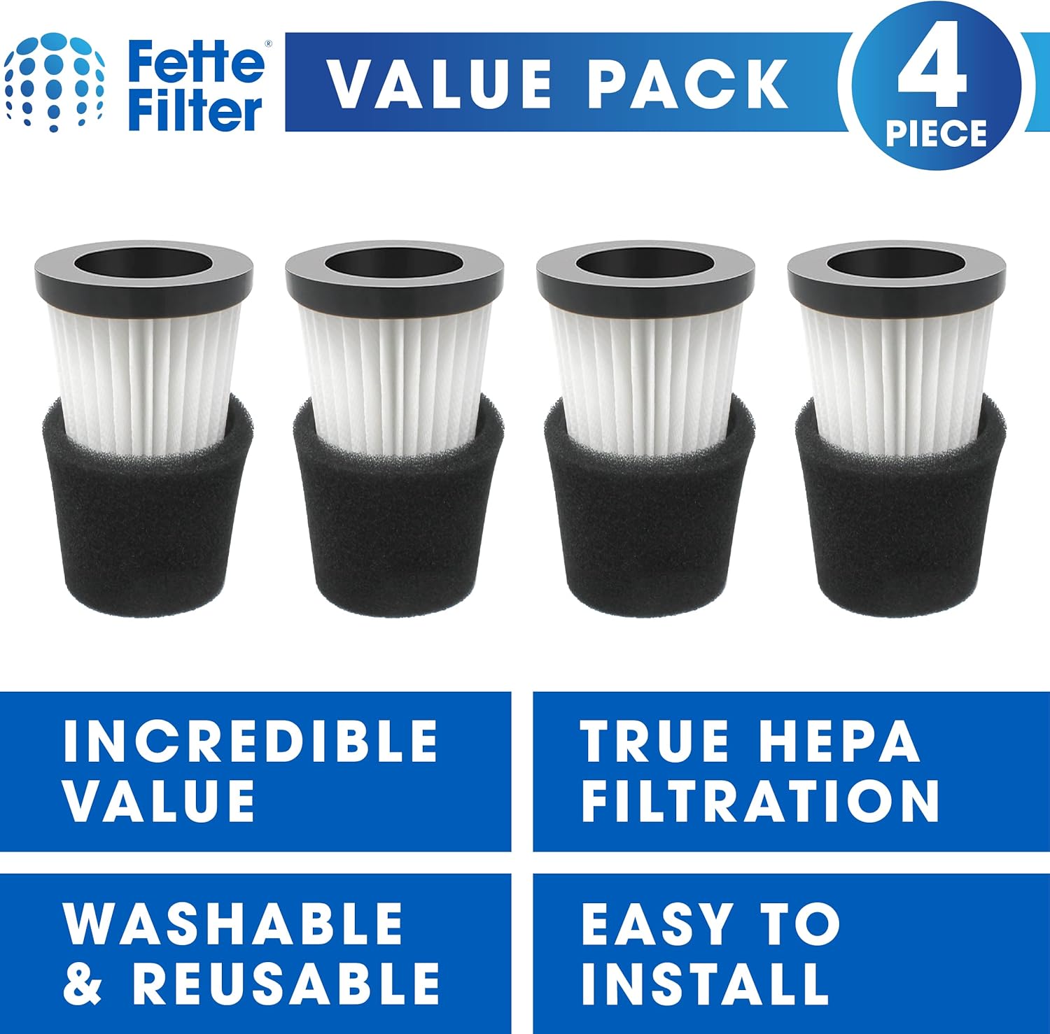 Fette Filter - F117 Replacement Vacuum Cleaner Filter with Compatible with Dirt Devil Handheld Vacuum Cleaner Models SD20005RED, SD30025B, BD22025 Part # AD40117 - Pack of 4 - Image 2