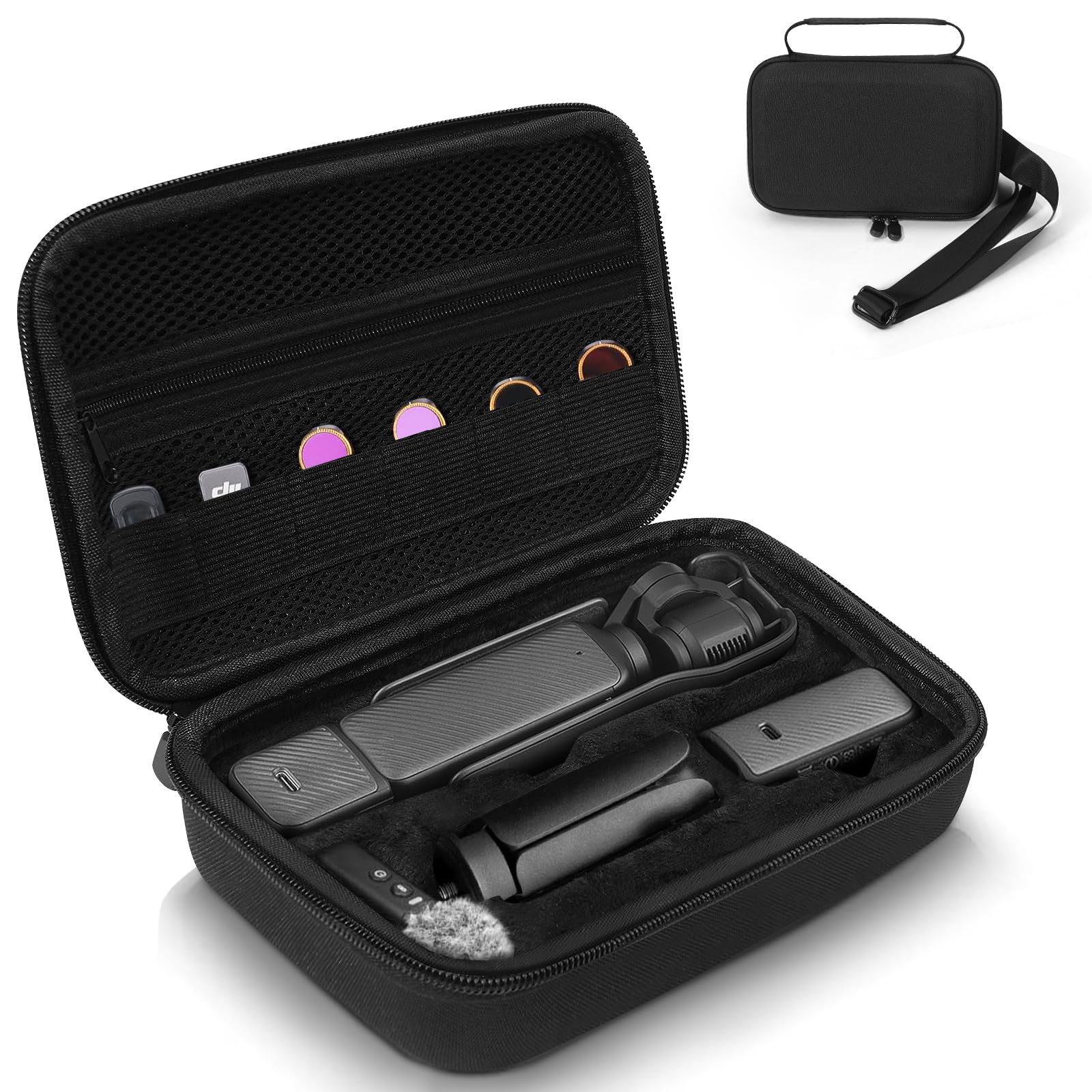 Case for DJI OSMO Pocket 3 Camcorder Combo, Hard Storage EVA Bag with 1 Adjustable Strap & 2 Screen Protector & 1 Mini Tripod for Pocket 3,Portable