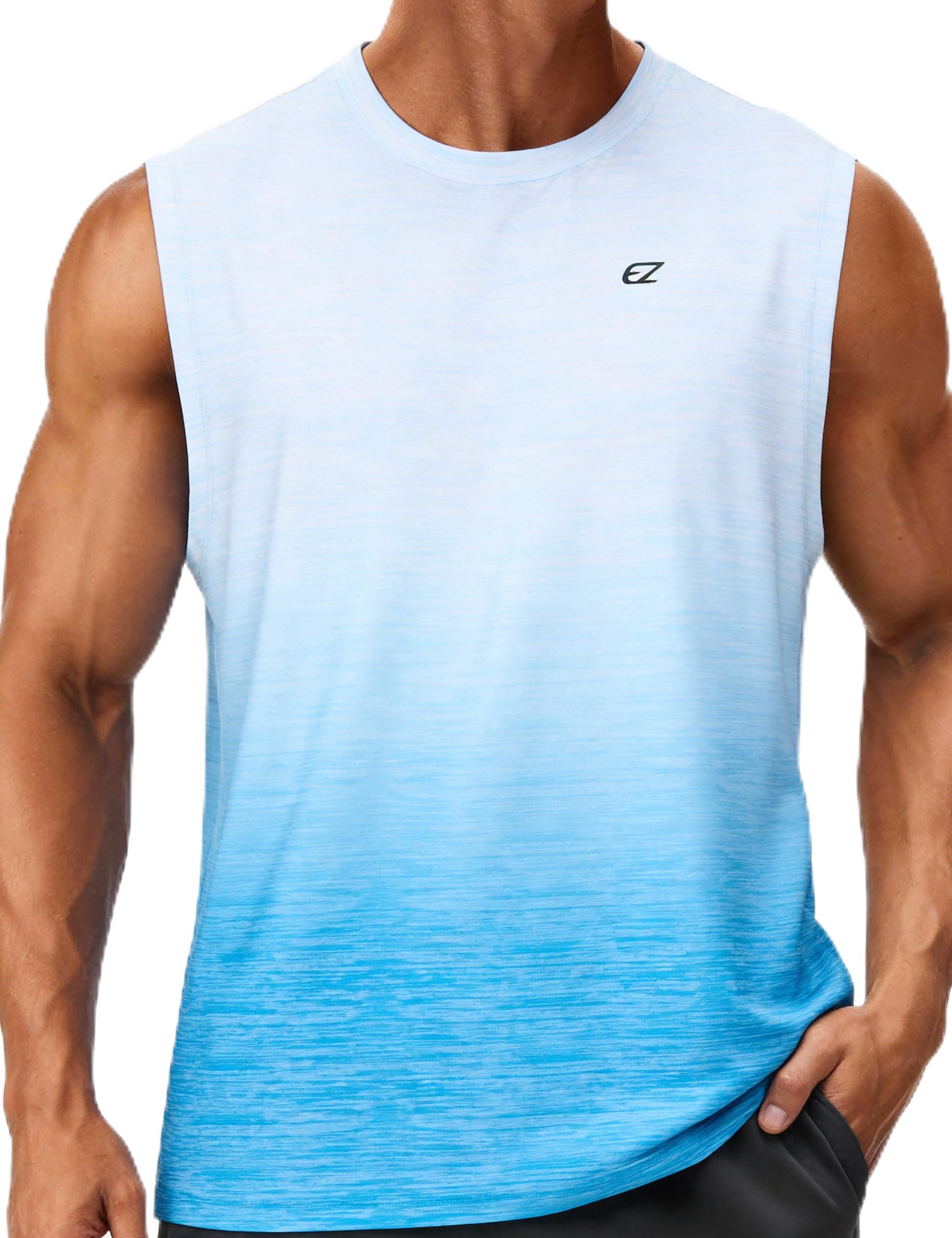 EZRUN Mens Sleeveless Shirt Quick Dry UPF 50 Swim Beach Shirts Gym Workout Muscle Athletic Summer Tank Top