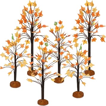 Ysleen 6 Pcs Thanksgiving Artificial Maple Trees, 3 Sizes Fall,Maple Tree