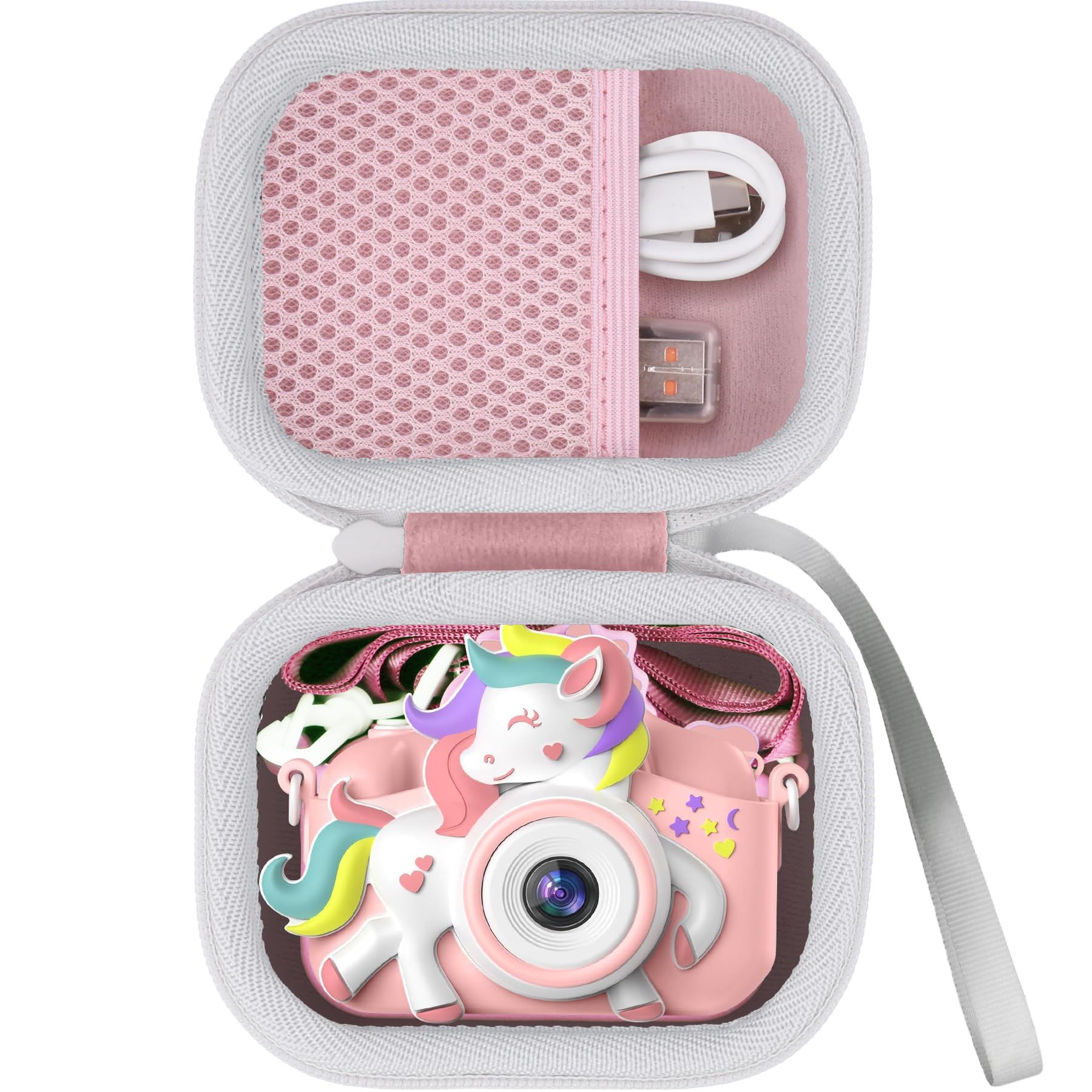 Baval for Kids Camera Toys Hard Carrying Storage Case,Storage Case can holder for Camera Toy and Camera Accessories,Pink Case