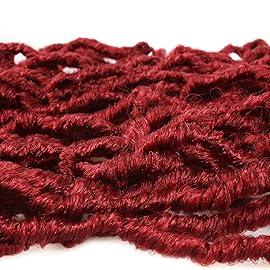 Leeven 36 Inch Burgundy Super Long Soft Locs New Faux Locs Crochet Hair 3 Packs Pre-looped Distressed Goddess Locs Curly Wavy Afro Roots Crochet Braids Synthetic Braiding Hair for Women BUG