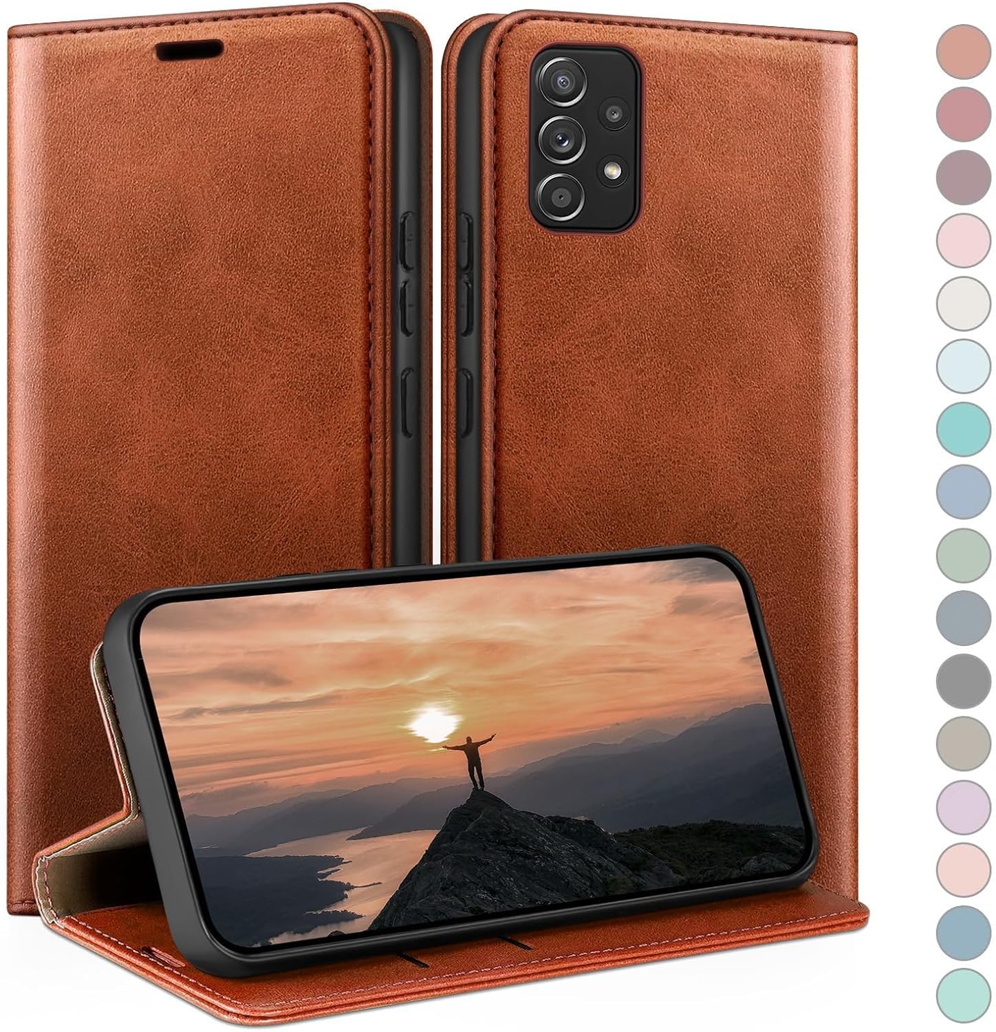 Samsung Galaxy A53 Leder Schutzhülle Hellbraun