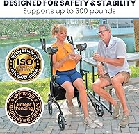 Vista 3 de Vive Mobility Andador Vertical con Asiento - Andador de Pie, Reposabrazos, Resistente, Scooter de Ayuda Médica Plegable para Ancianos, Personas