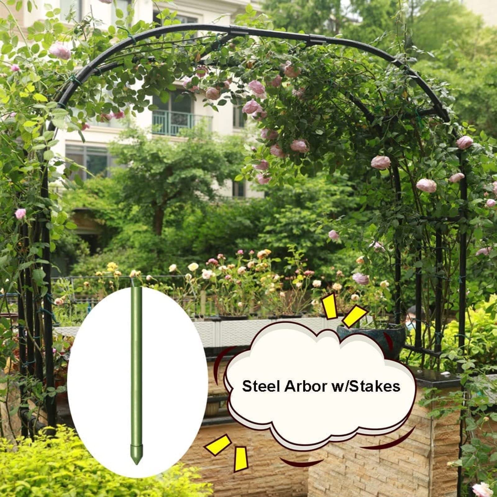 Arco da Giardino Telaio in Metallo Arco da Giardino Arco Arco di Rose Telaio in Acciaio per Piante Rampicanti Supporto Arco Cancello per Matrimoni,2.4x2.4m (2x2.4m)