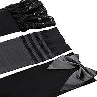 Vista 5 de SATINIOR 4 Pack Silk Thigh High Stocking for Women Lace Silicone Socks Satin Bow Top Stocking