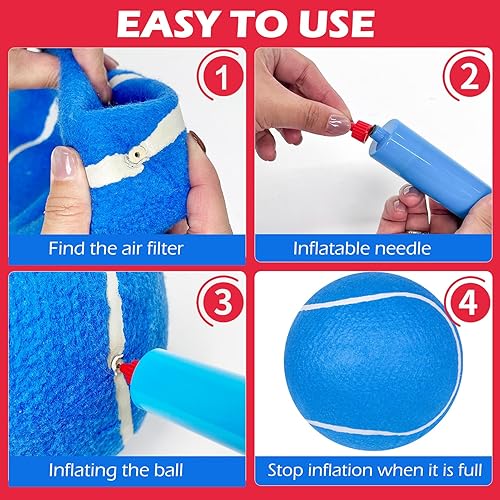 Miniatura 6 de EXPAWLORER Giant Tennis Balls for Dogs - 2Pcs 9.5" Interactive Dog Ball Toy for Outdoor Indoor Training Playing Sports, Large Tennis Ball Toys with