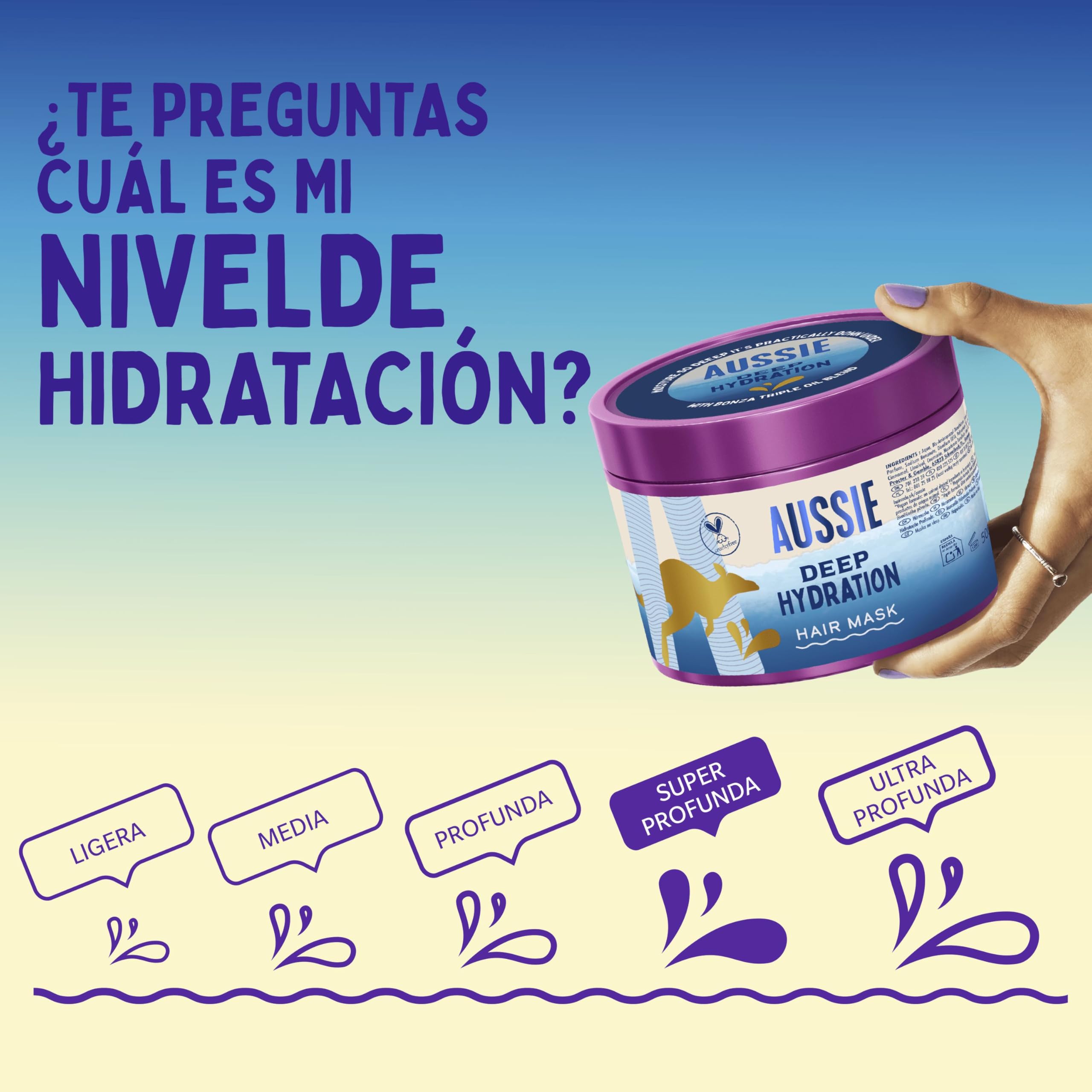 Aussie Hidratación Profunda Champú 300ml + Mascarilla 500ml + 3 Minute Miracle 250ml para Hidratar el Pelo Muy Seco y Grueso