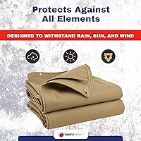 Vista 2 de Tarps Now - Lona impermeable de 12 x 12 pies 20 milésimas de pulgada de grosor de grado comercial, resistente, resistente al desgarro, ojales