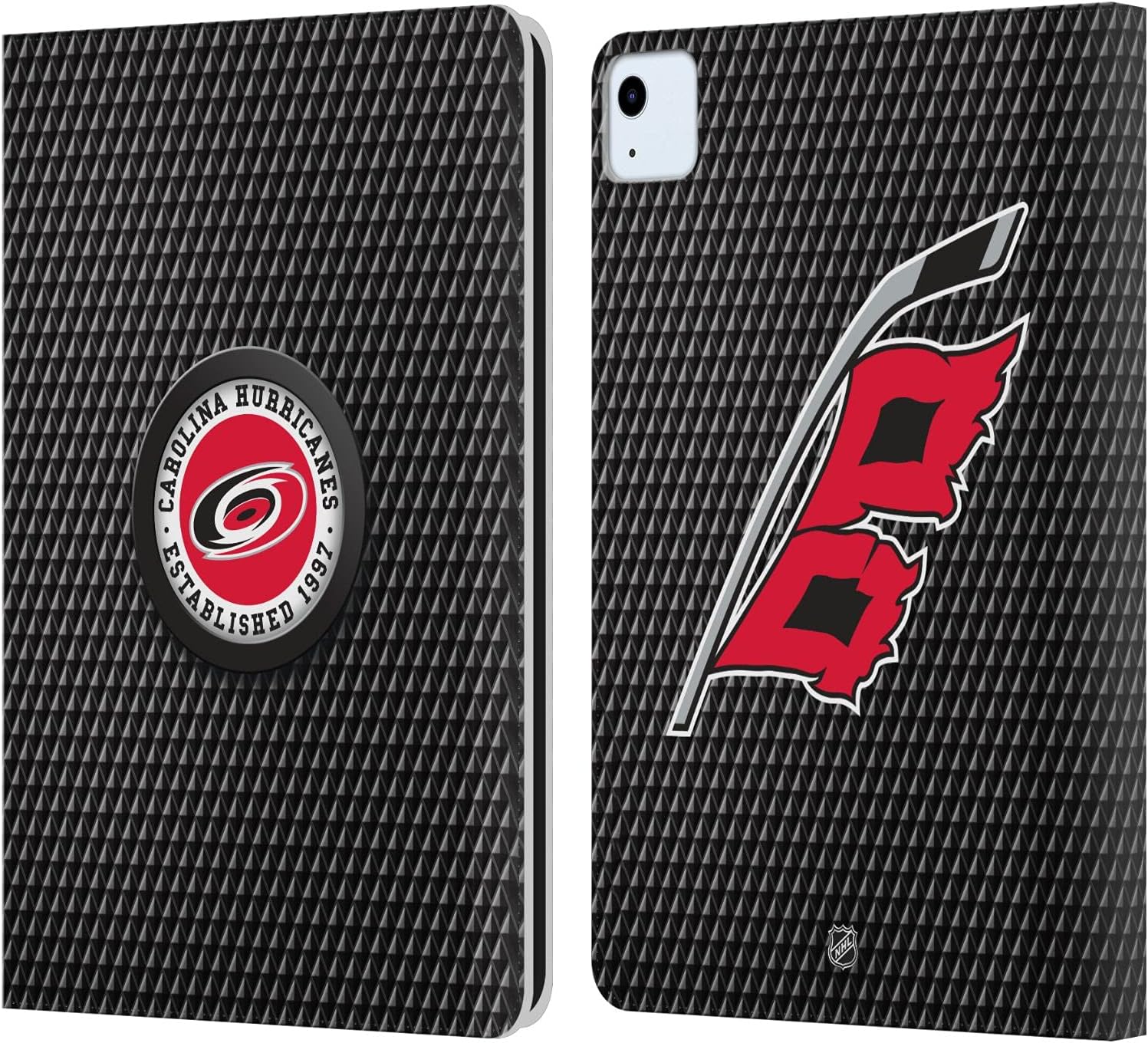 Head Case Designs Officially Licensed NHL Puck Texture Carolina Hurricanes Leather Wallet Case Compatible with Apple iPad Air 11 2020/2022/2024/2025