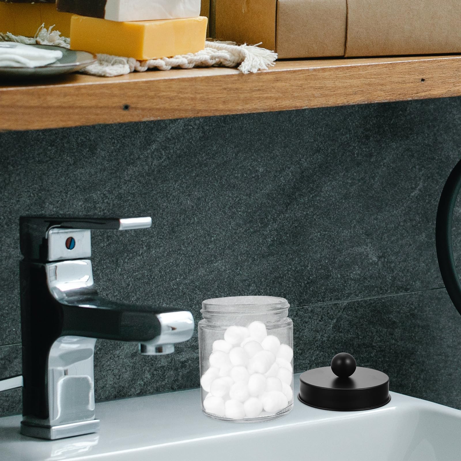 3 Stück Wattestäbchenhalter aus Glas mit Edelstahldeckel Luftdichte Aufbewahrungsgläser für Badezimmer Leicht zu Befüllen und Zugänglich für Bad Organizer