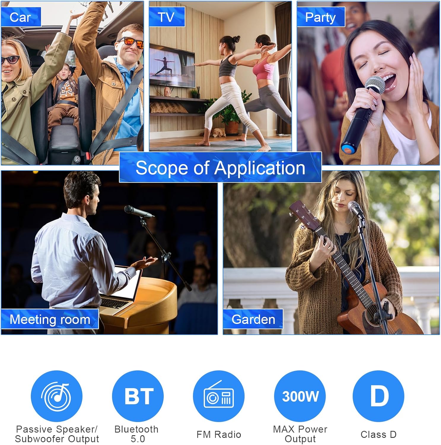 Bluetooth 5.0 Stereo Audio Amplifier for Home Speaker, BT-298A+ 2 Channel 40W X 2 Power Amplifier Receiver W/FM Radio, USB, SD Card for Home Theater Audio Stereo System