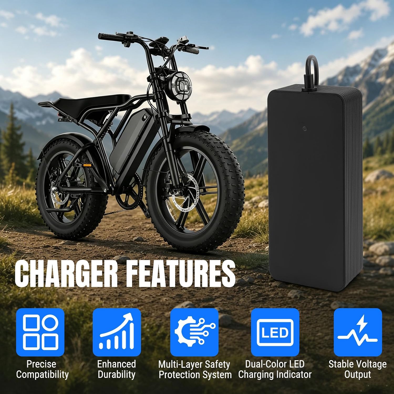 UL Certified 54.6V 2.5A Fast Charger Compatible with TST R002/ ROO2S E-Bike, Upgraded Smart Battery Power Adapter, Waterproof Multi-Protection Overcurrent Overheat Charging Replacement
