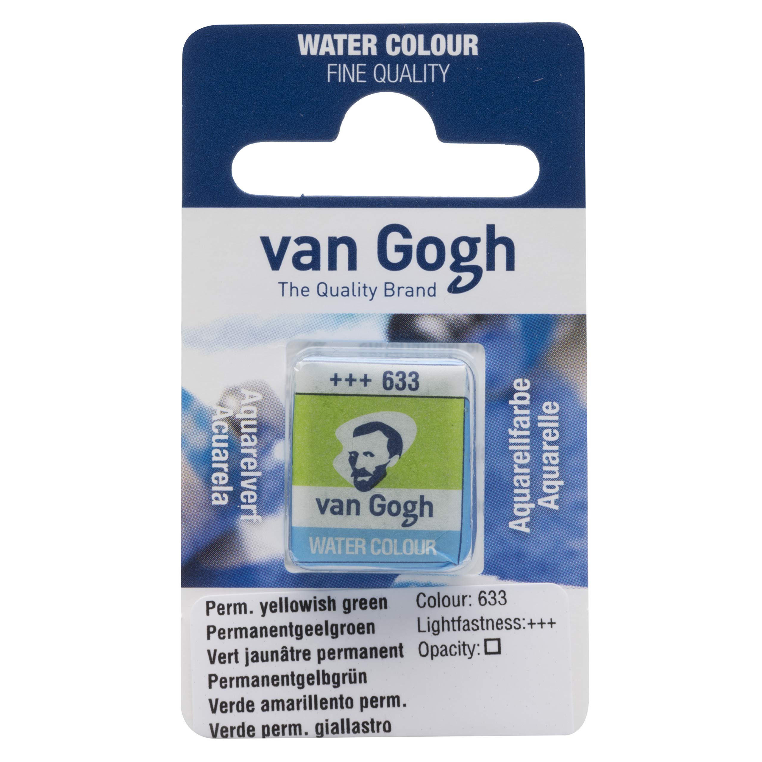 Van Gogh Watercolour Paint, Half Pan, Permanent Yellowish Green 633