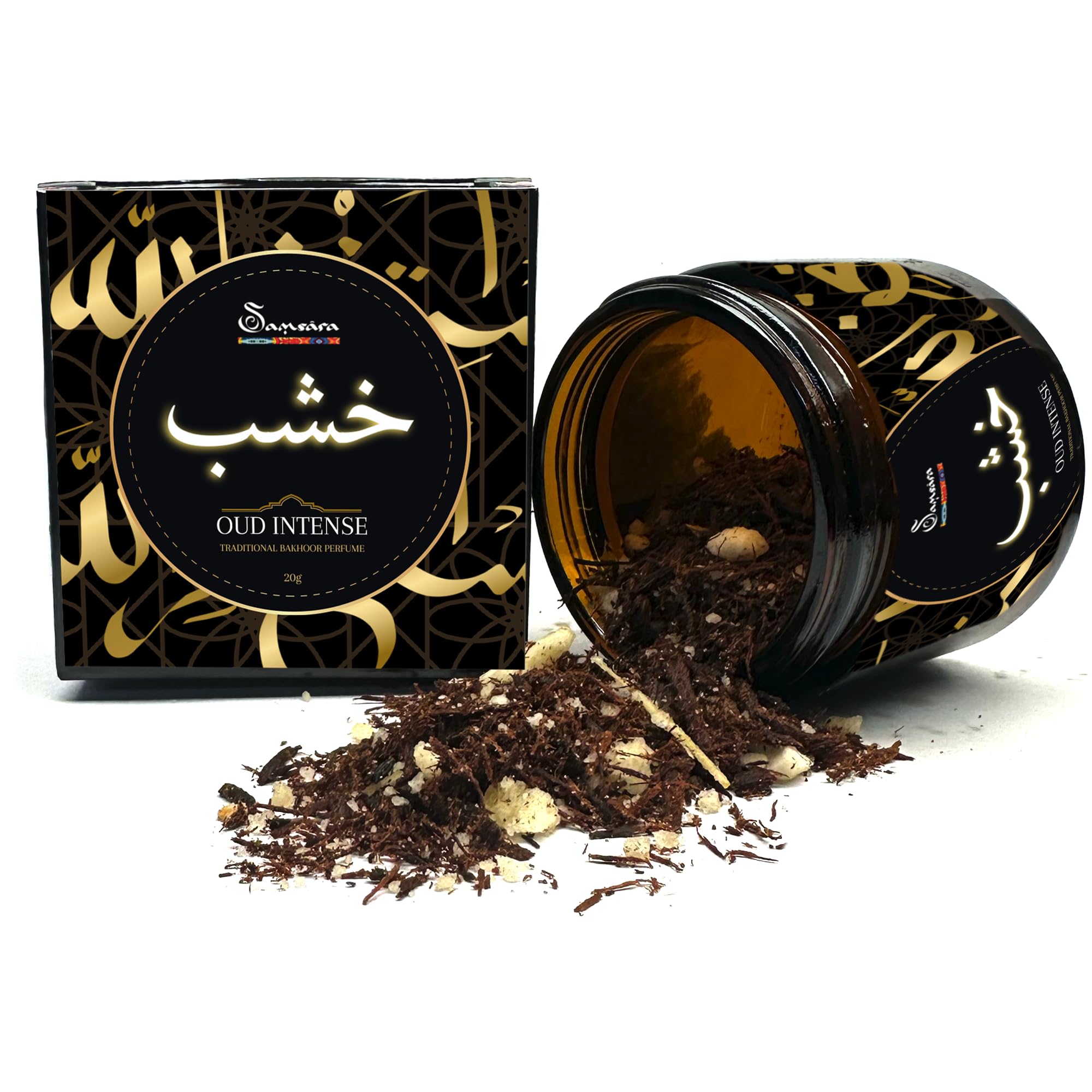 SAMSARA Bakhoor [20 g] ULTRA DURATA - Arabischer Duft für Damen | Arabische Düfte für Herren, OUD-Holz, Duft für Haare, Körper und Kleidung | Made in Dubai (Amber Oud)