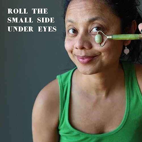 Miniatura 5 de Satin Crystals Varita Serpentina Rodillo Facial Cuidado de la Piel Verde Nuevo Jade 5.25-5.5 Pulgadas