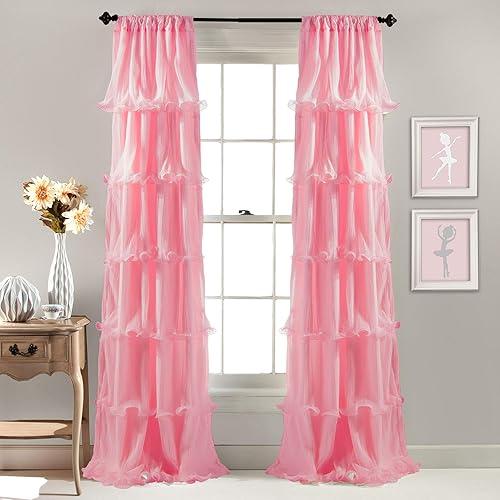 Pink Ruffle Curtains Amazon Com