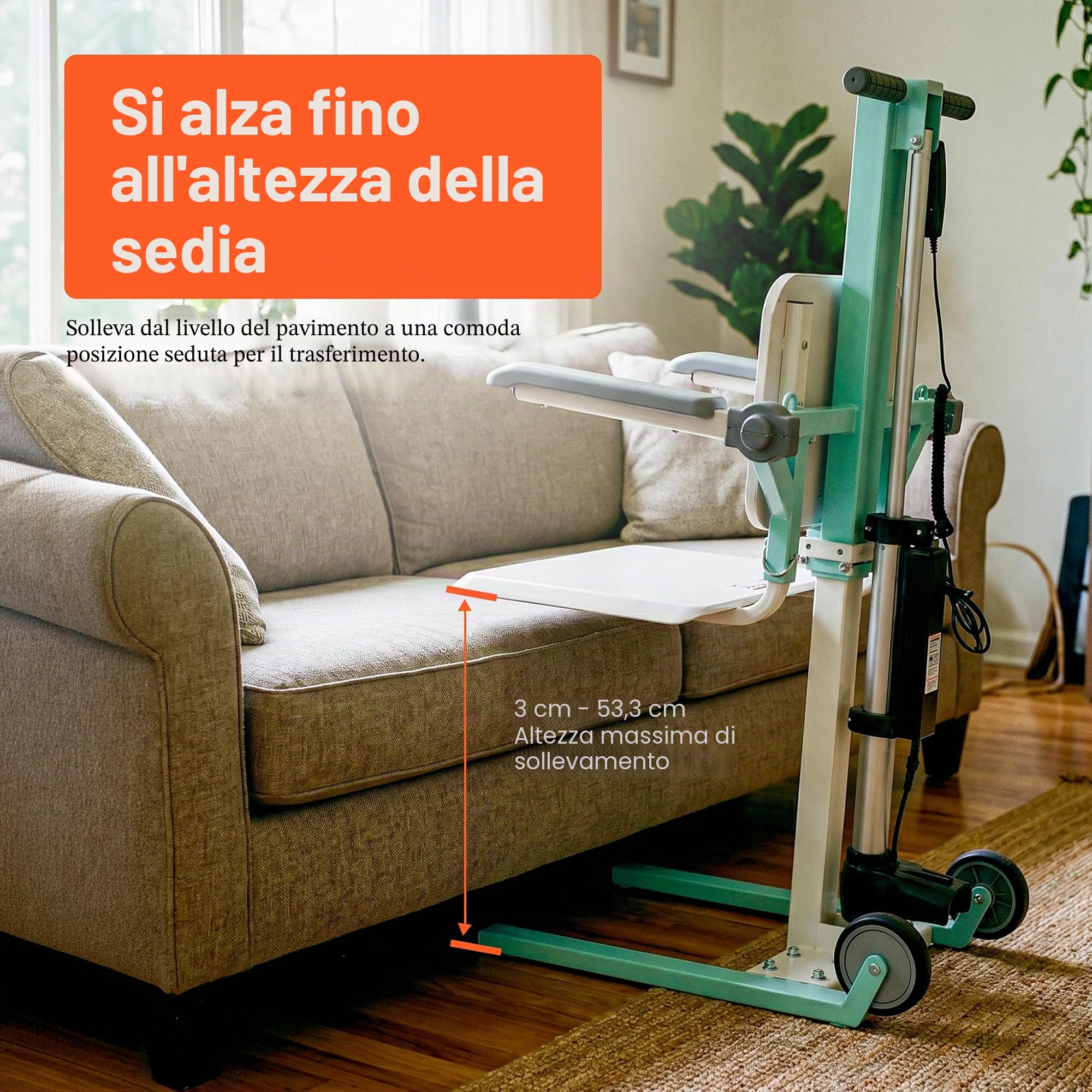 SuperHandy GoRise FC Sollevatore elettrico terra-sedia, portata 180 kg | assistenza al trasferimento per anziani e persone con disabilità, con telecomando magnetico facile da usare;Brevettato