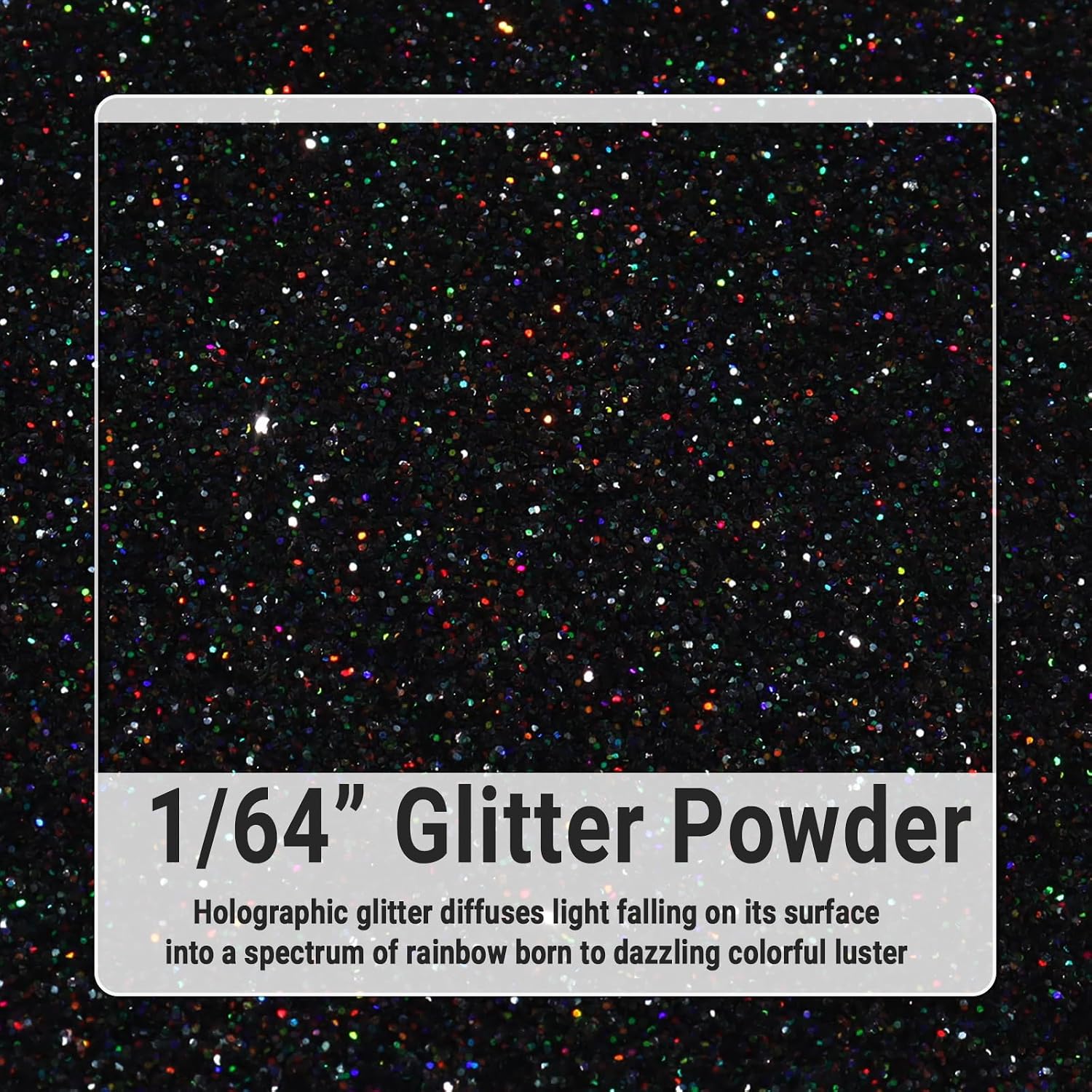 Matio Holographic Fine Glitter,7.76oz/220g Laser Black Craft Glitter