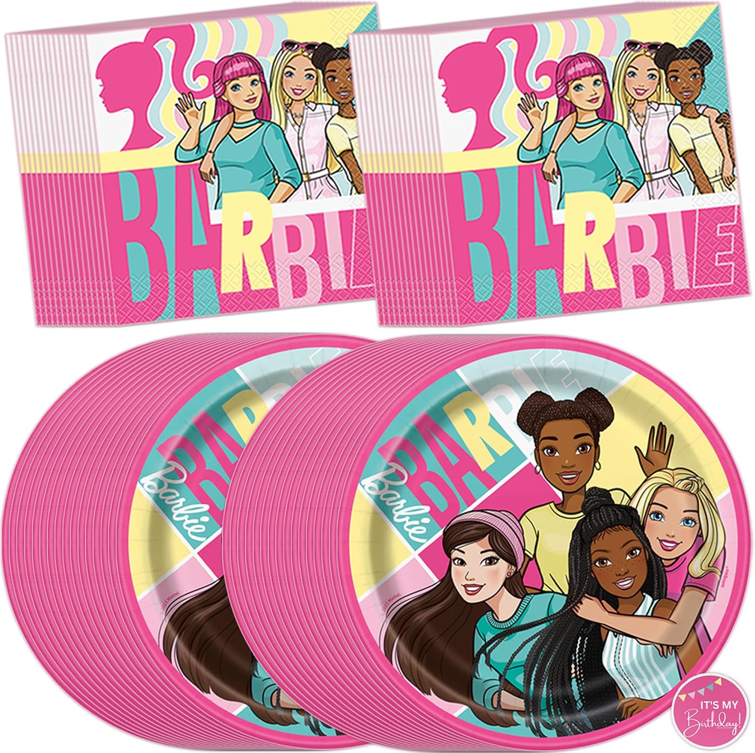 Barbie Plates and Napkins for 32 Guests | Barbie Birthday Decorations | Officially Licensed