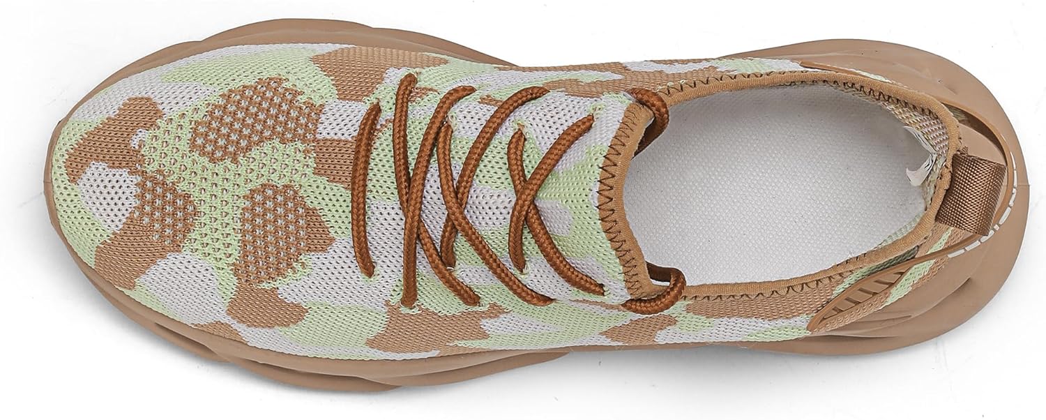 FUJEAK Mens Running Shoes Casual Slip On Tennis Walking Workout Hiking Athletic Gym Sneakers Non Slip Work Jogging Cushion Light Comfort Multi-Sport Versatile Shoes Beige Brown Size 9.5