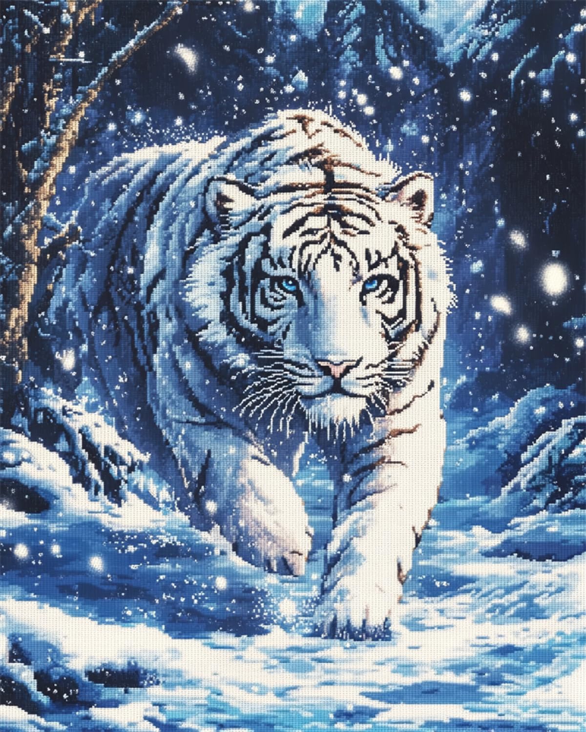 Diy Kits De Bordado Con Cuentas Kits De Bordado De Cuentas De Tigre Blanco De Fantasía,Kits De Punto De Cruz Con Cuentas De Animales De Anime,Patrón De Abalorios,Kit De Bordado Para Manual 30x40cm