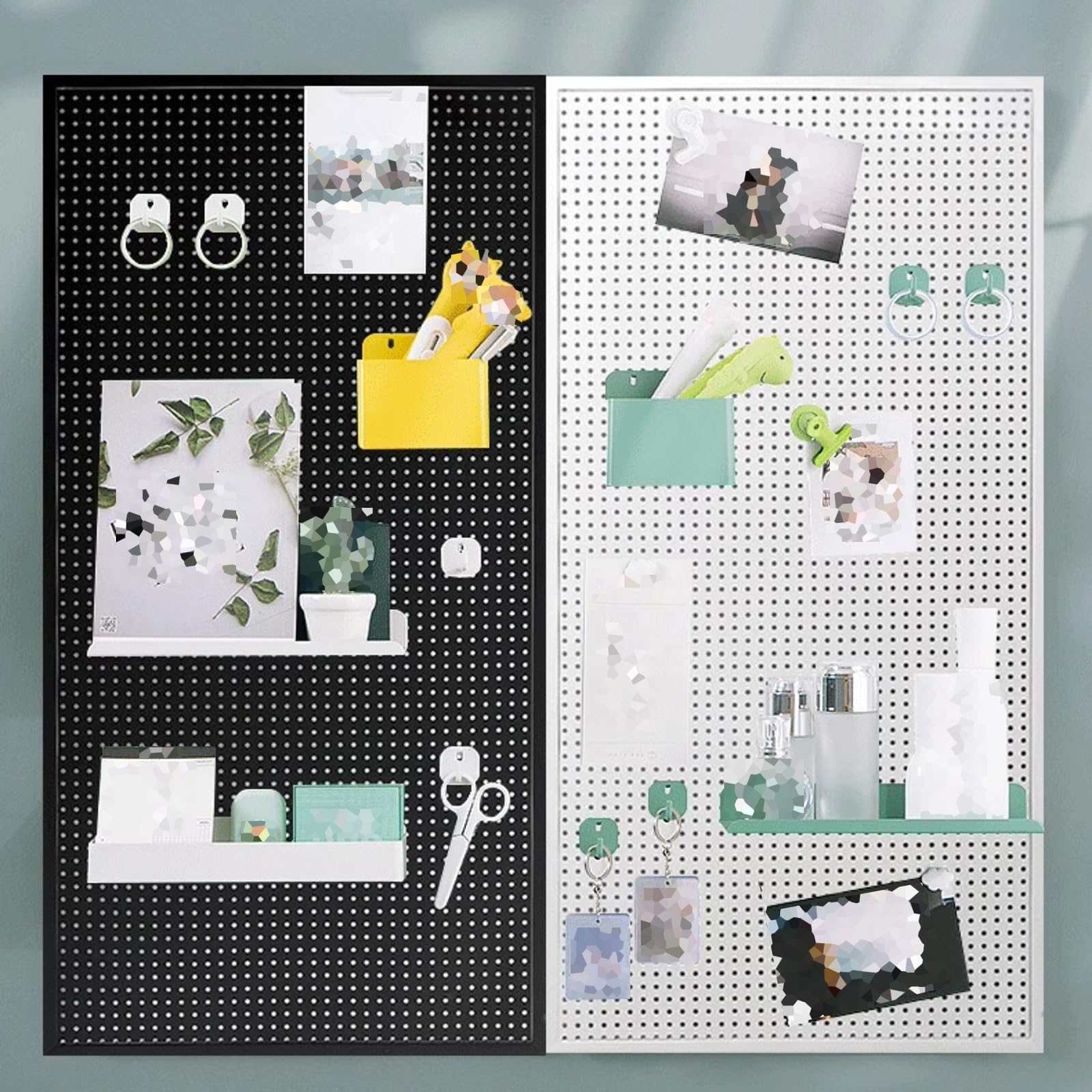 Parete Pannello Forato, Tavole Magnetiche in Metallo Portaoggetti, con 20 Ganci Forato Portautensili Parete, Espositore da Parete Parete Attrezzata per Stanza Garage Cucina(Black,40X60X2cm)