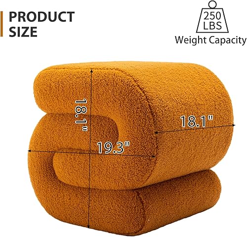 Miniatura 8 de KIVENJAJA Taburete otomano Sherpa, moderno en forma de S, taburete otomano, taburete otomano, silla decorativa para el suelo, taburete para sala de