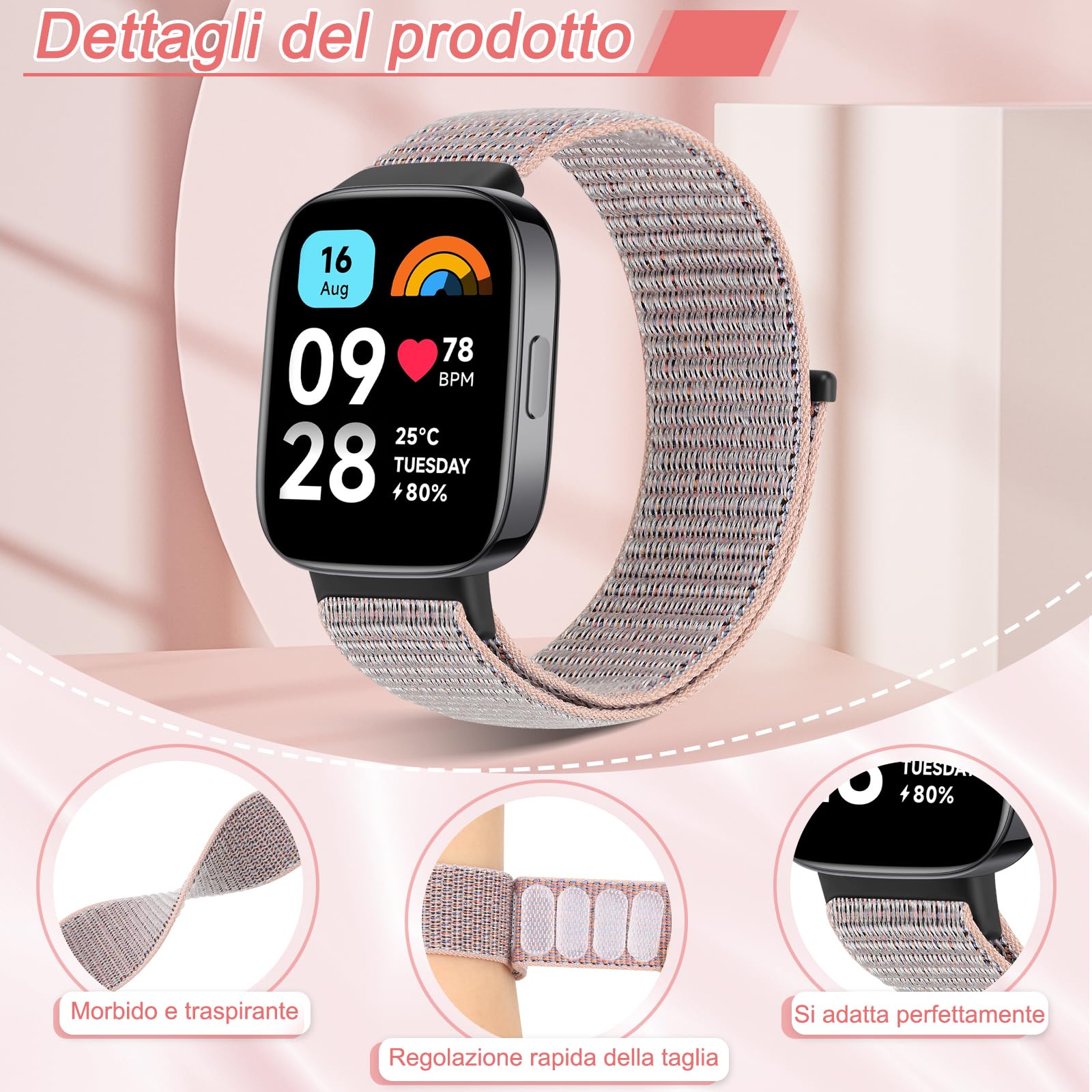 Cinturino in nylon per Xiaomi Redmi Watch 3 Active, braccialetti regolabili morbidi e traspiranti per Redmi Watch 3 Active cinturino di ricambio sportivo compatibile con Xiaomi Redmi Watch 3 Active