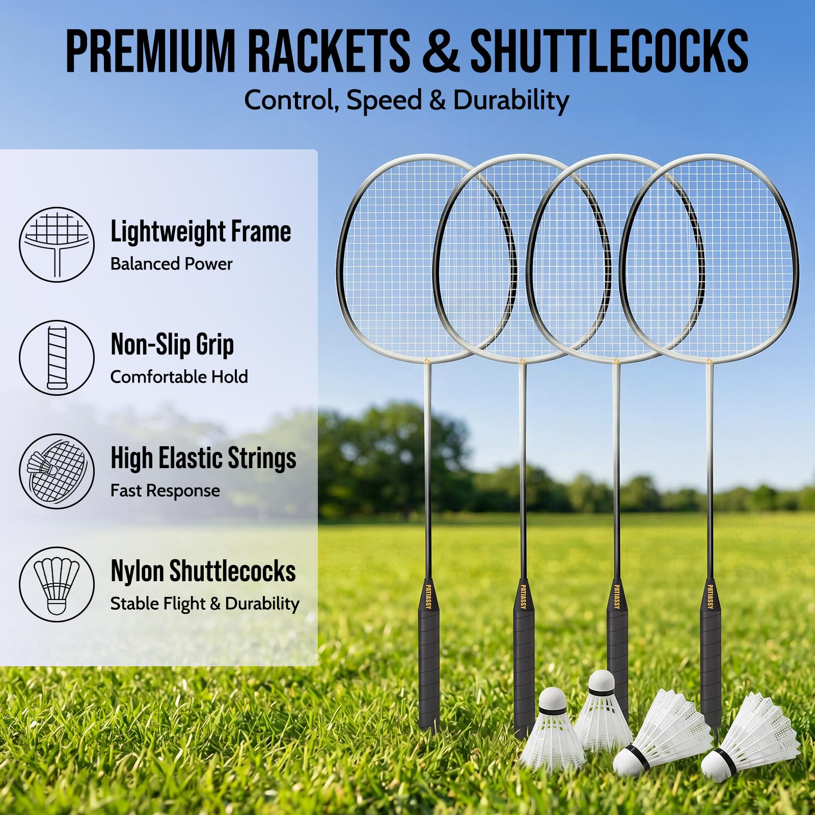 Ensemble De Raquettes De Badminton – Légères, Durables, Avec Sac De Transport, Pour Joueurs Débutants Ou Confirmés, Plusieurs Couleurs