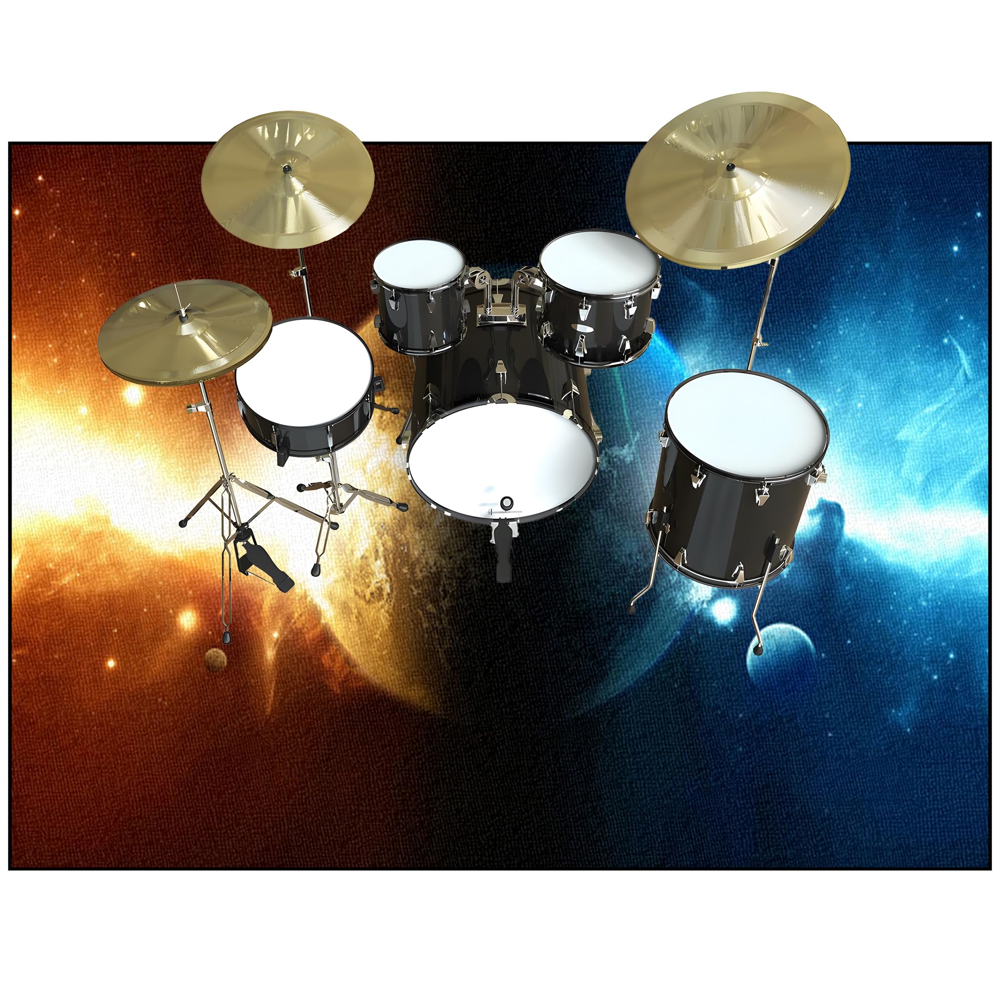 Tappeto per Batteria Acustica, Tappeto Drum Antiscivolo Tappeto Batteria Elettronica Professionale Assorbimento degli Urti Insonorizzato Antiscivolo Tappeto a Tamburo 230 x 180 cm