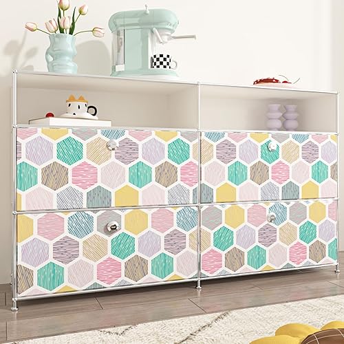 Miniatura 7 de WESTICK Papel tapiz colorido para despegar y pegar, papel tapiz geométrico hexagonal, papel de contacto bohemio, papel de contacto autoadhesivo