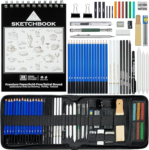Handyman Crafts 50pcs Sketch pencils Drawing Pencils Set Art Supplies  Sketching pencils,Graphite,Charcoal,Sketch book,Drawing supplies  In Black