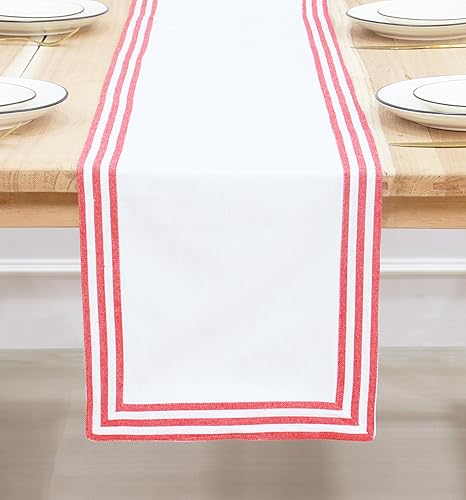 Miniatura 6 de PurpleEssences Camino de mesa con punto vainica color crema de 14 x 72 pulgadas, 100% algodón para otoño, Acción de Gracias, Navidad, casa de campo