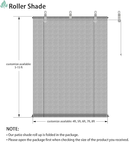 Miniatura 4 de Persianas enrollables para patio y exteriores, para usar al aire libre, en la terraza, porche, balcón o patio trasero, 6 pies de ancho x 6 pies de