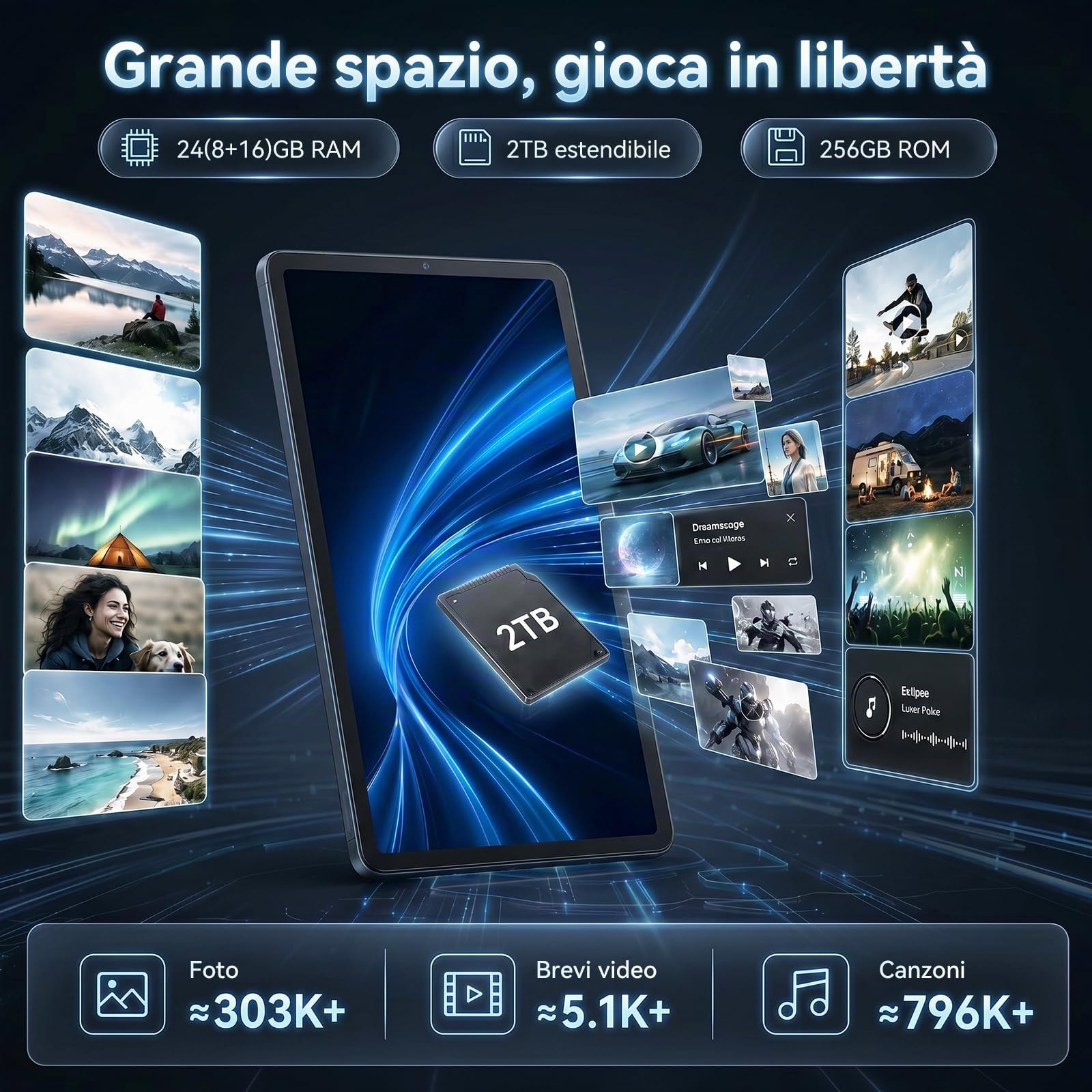 TABWEE Android 16 Tablet in Offerta, 24 GB + 256 GB (2 TB TF) | Tablet con Tastiera e Penna, Gemini AI , Widevine L1, Tablet 10 pollici, 8 MP+ 5 MP, Face ID, GPS (Garanzia di 4 Anni)