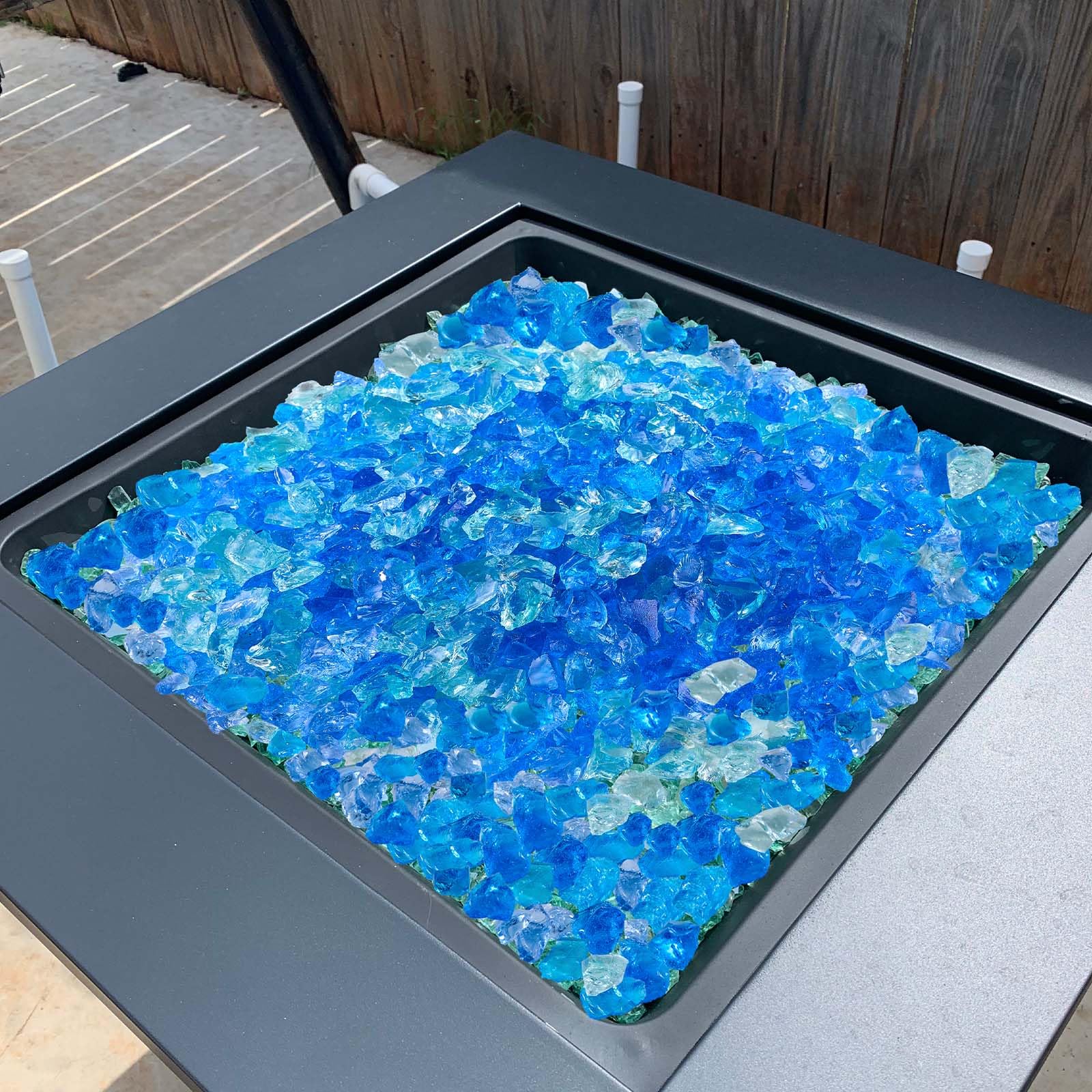 VEVOR Vetro per Caminetto, 4,5 kg di Pietre per Caminetto, 19,05 mm di Spessore, Riflettente, per Braciere, Pietra ad Alta Lucentezza, per Tavolo da Braciere, Blu Acqua, Blu Caraibico, Verde Acqua