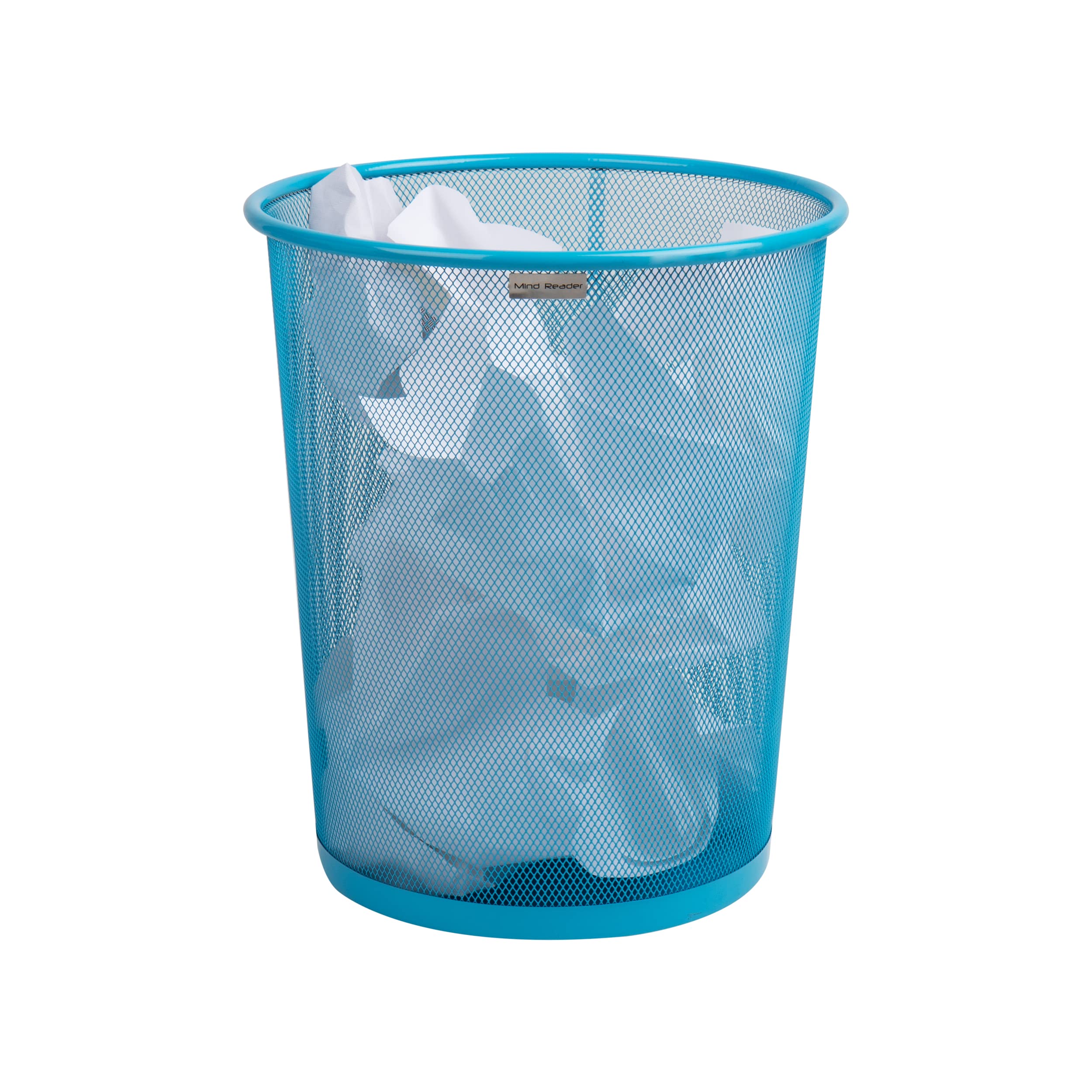 Poubelle maille métallique bleue ronde pour en finir avec l'encombrement des papiers