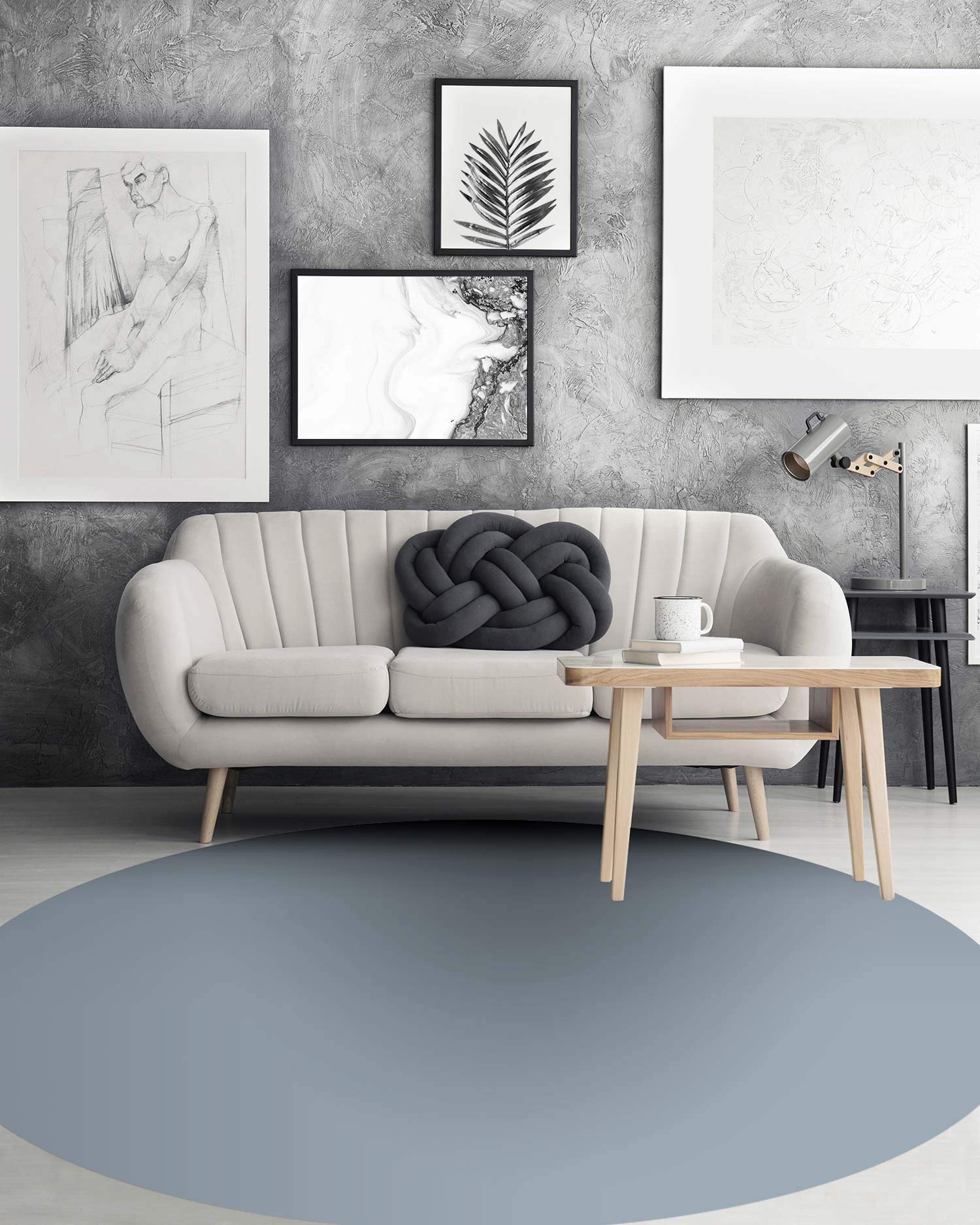 Panorama Tappeto Vinile Rotondo Cucino Bagno - Modello Blu Tinta Unita 150x150 cm - Varie Dimensioni