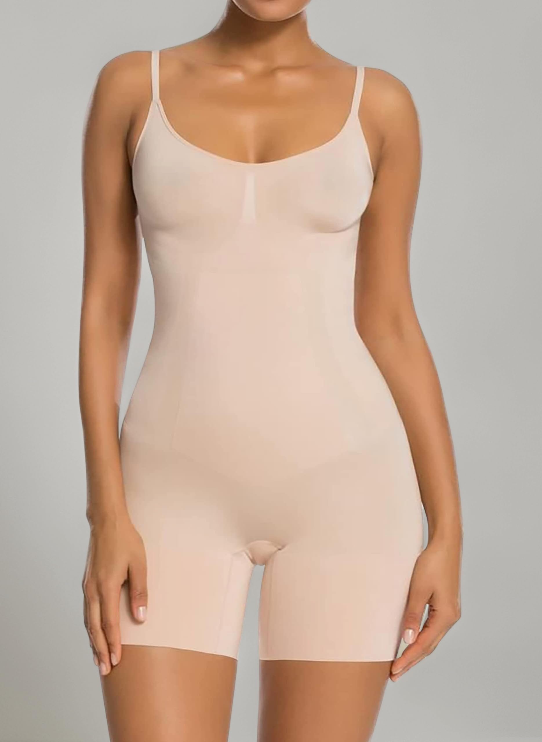 – Women Body Shaper Tummy Control Seamless Shapewear Open Bust Mid-Thigh Bodysuit Shorts
