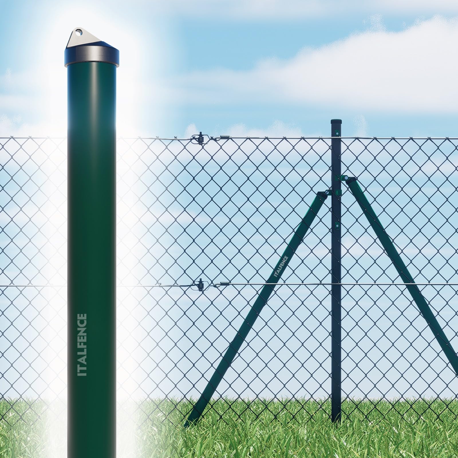 Set de 10 tornapuntas tubo redondo plastificado verde [H125cm, Ø34mm]